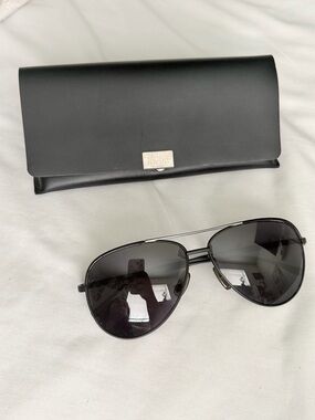 BOSS Black Aviator Sunglasses with Silver Accents